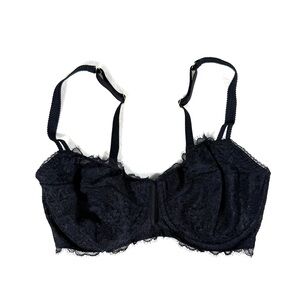 Auden 34DD Black Lace Balconette Bra Lightly Lined Underwire Sheer Mesh